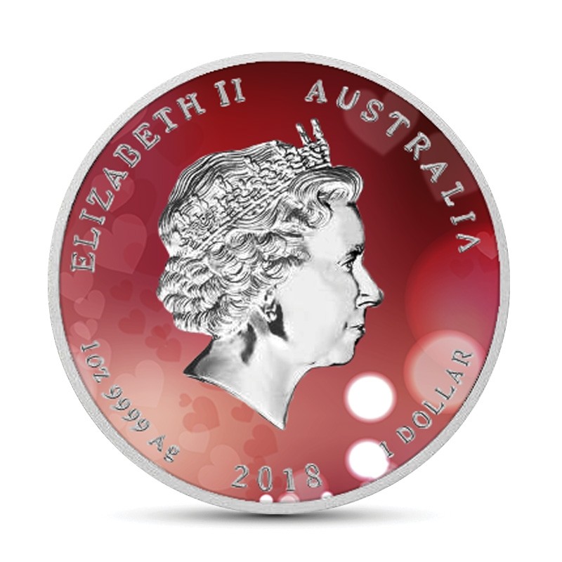 Silver  $1 Australia Coin Brilliant Unc. 1 oz 2018 Year of the Dog Colorized