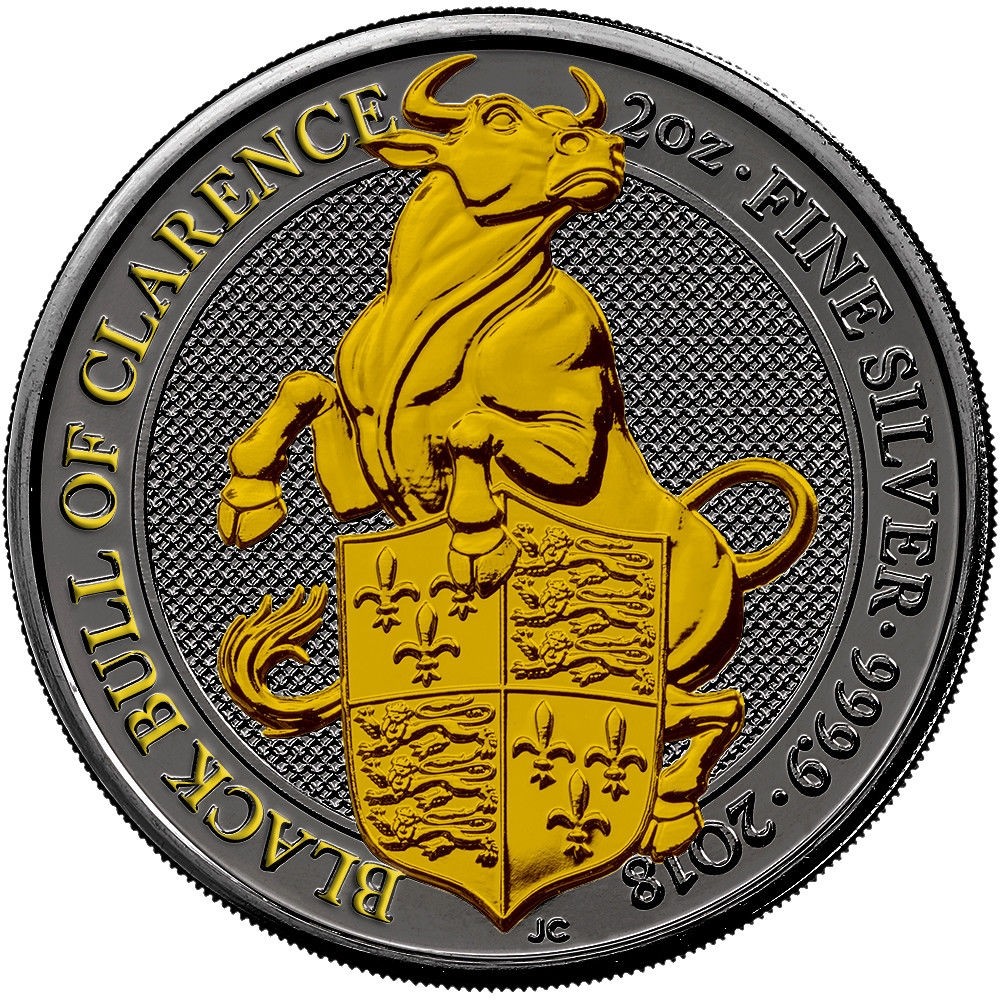 Queen's Beasts 2018 Black Bull 2 oz Silver Bullion Coin