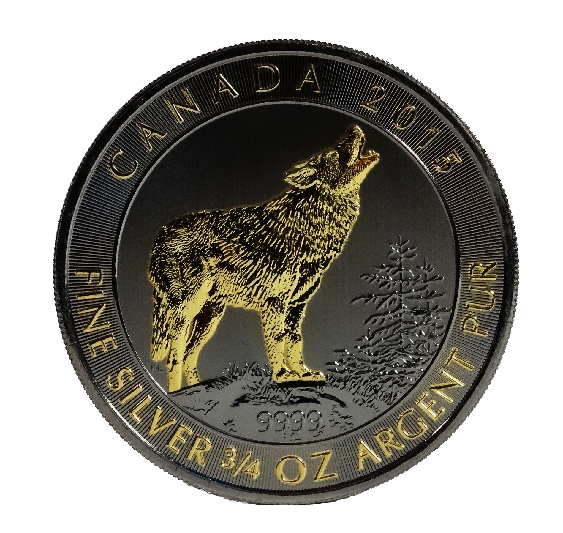 Canada silver grey wolf ruthenium and gold gilded coin Buy Silver