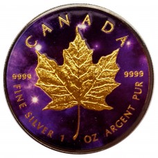 1 oz Canada Silver Maple Leaf Ruthenium and Gold plated, Colorized Coin Universe