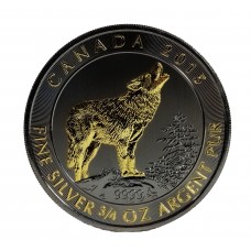 Ruthenium and Gold Gilded Wolf - Canada grey wolf silver coin VAT free