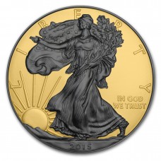 1oz 999 Silver American Eagle Double Sided Ruthenium and Gold Gilded Coin 