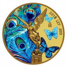 1oz Silver Mexican Libertad Coin - Peacock and Butterflies
