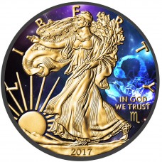 American Silver Eagle Zodiac Scorpio Coin Colorized, Gold Gilded & Ruthenium plated