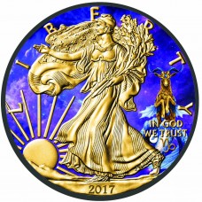 Capricorn Zodiac American Eagle , Colored and Gold Gilded Silver Coin