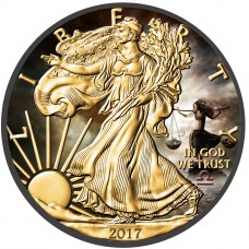 American Silver Eagle Zodiac Series Libra Coin Colorized,Gold & Ruthenium plated