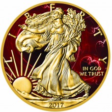 American Silver Eagle Red Passion Colorized & Gold Gilded