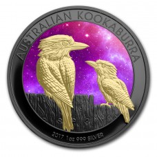 2017 Silver Kookaburra Universe Colorized, Ruthenium plated and Gold Gilded Coin