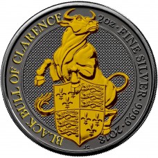 2Oz The Queen's Beasts 2018 – Black Bull  - Ruthenium and Gold Gilded Coin