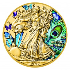  American Silver Eagle PEACOCK - 24K Gold Gilded Coin