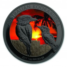 2017 Kookaburra Sunset Colorized ,Ruthenium Plated Silver Coin by Golden Noir series