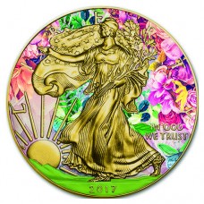 Silver American Eagle Summer Colorized and 24K Gold Gilded Coin