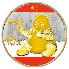 2017 Silver China Panda Colorized and Gold Gilded 