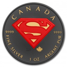 1 oz Silver Superman Coin Ruthenium Plated Gold Gilded and Colored by Golden Noir Series